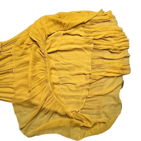 Ulla Johnson Sonja Silk Midi Dress | Size 0 | Yellow Ruffle Hem Boho Chic - Picture 14 of 16